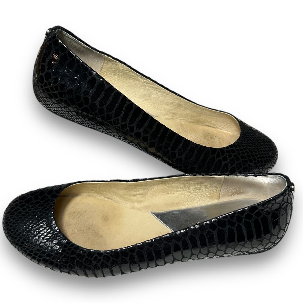 Michael Kors Glossy Black Textured Flats - Picture 2 of 10